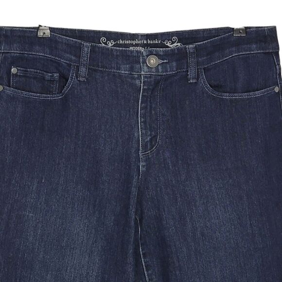 Christopher & Banks Dark Wash Modern Fit Straight Leg Denim Blue Jeans Size 10S - Picture 3 of 4